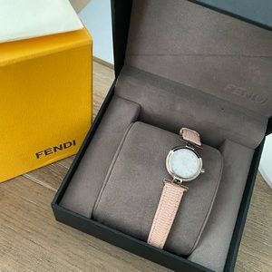 FENDI Stainless Mother Of Pearl Diamond Calfskin